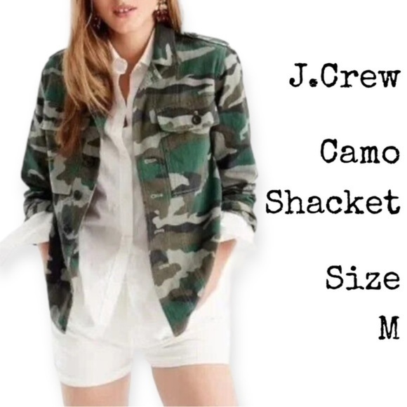 J. Crew Jackets & Blazers - J.Crew camo green utility shacket size M
